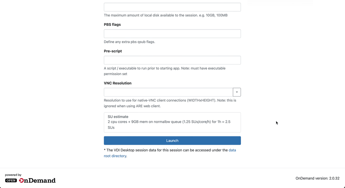 Launch ARE VDI Desktop