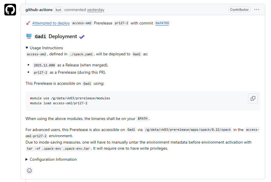 GitHub bot comment